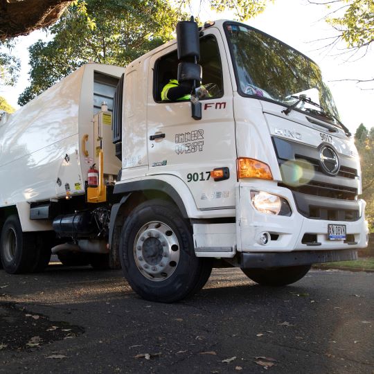 Inner West white recycling truck